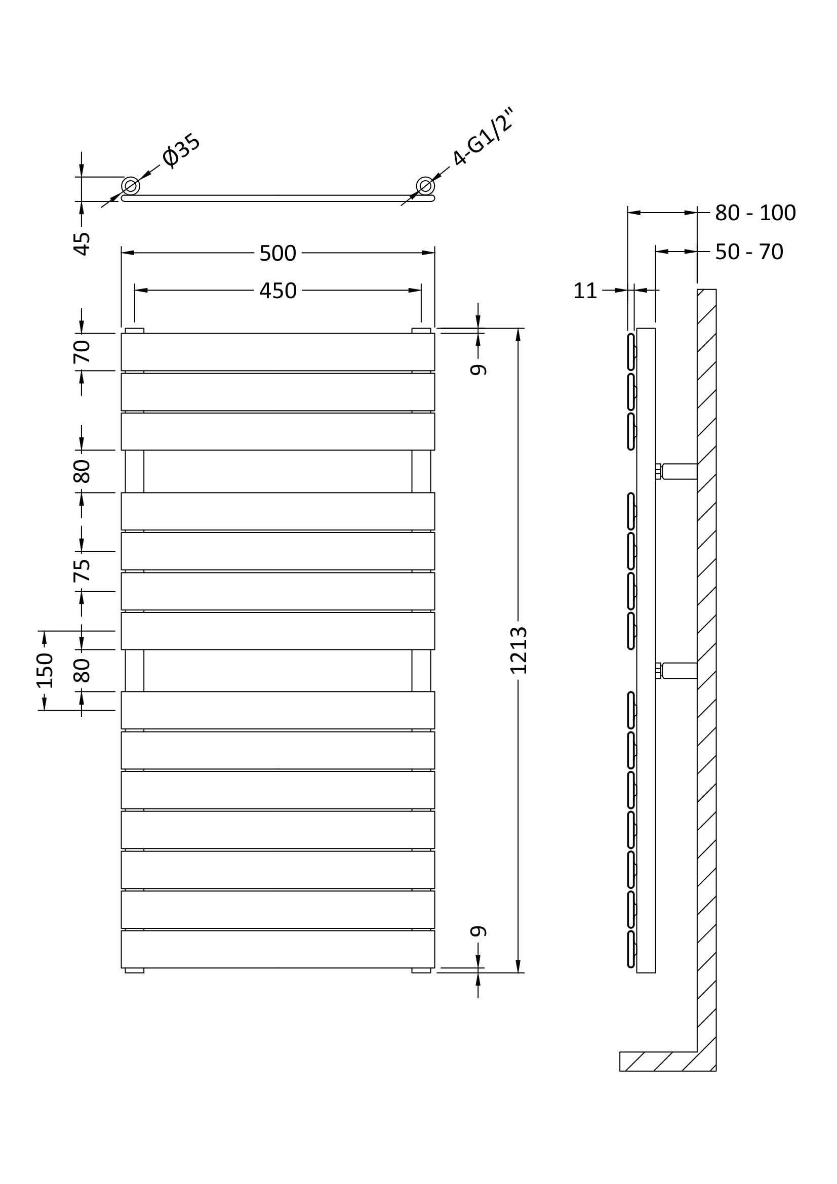 Hudson Reed Heated Towel Rail HL335 - Image 3