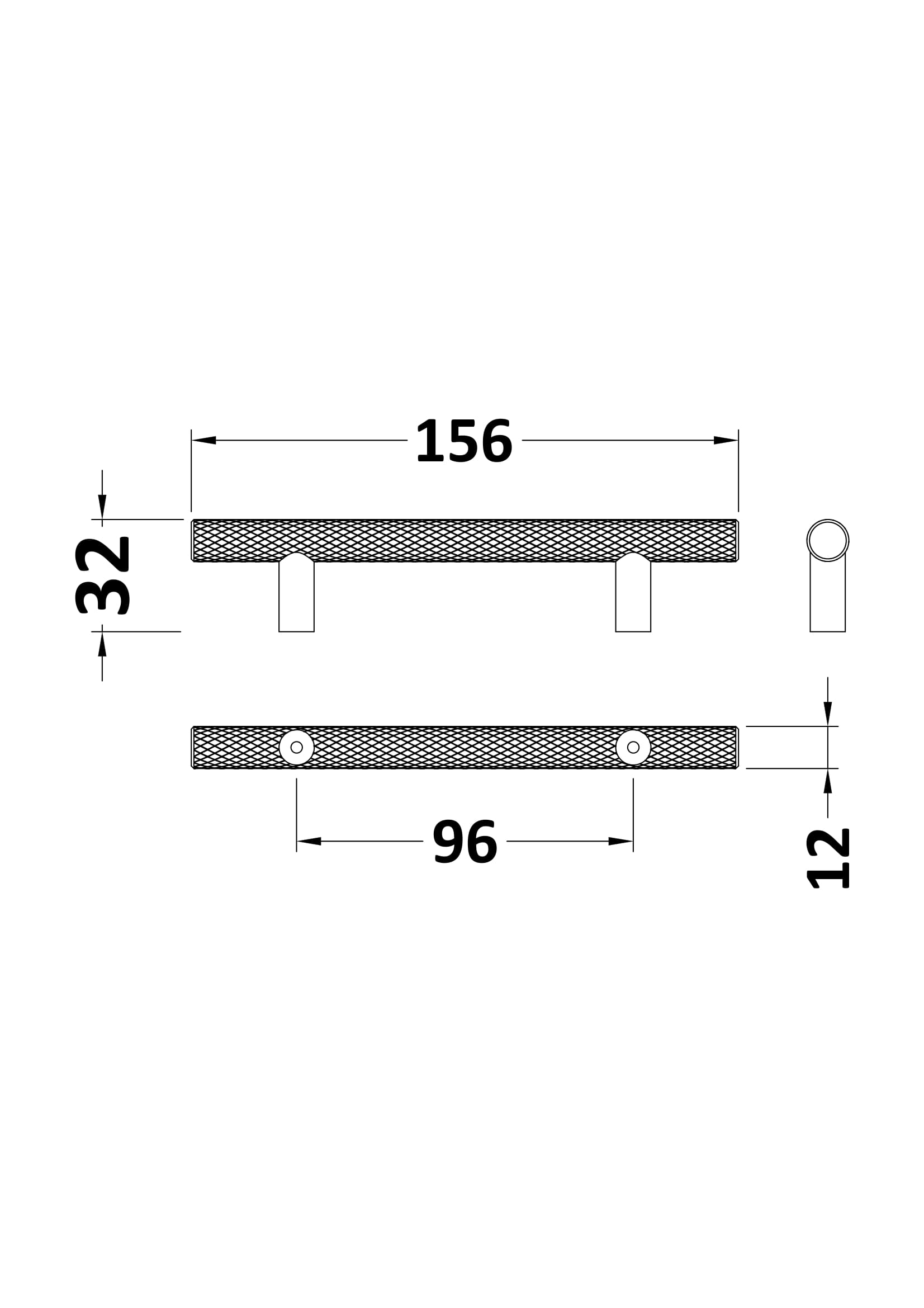 Hudson Reed Knurled Bar Handle 96mm H020 - Image 2
