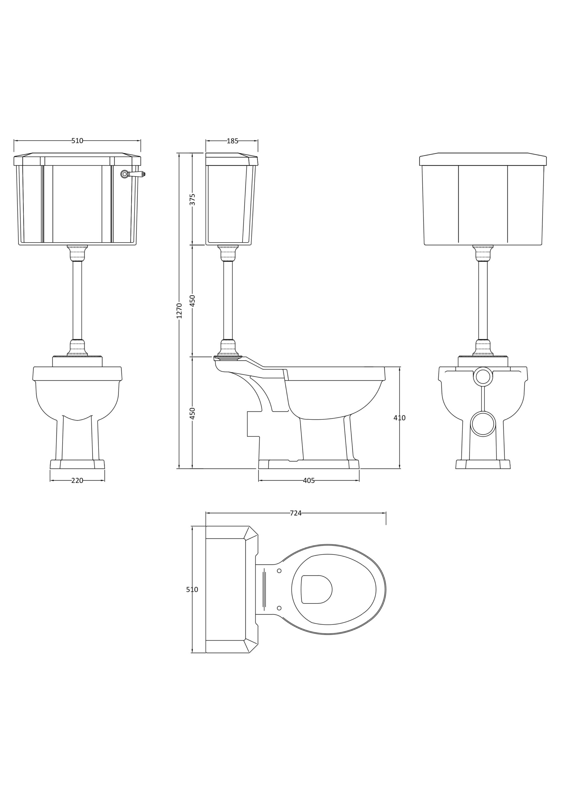 Hudson Reed Mid Level Pan, Cistern and Flush Pipe Kit CCR036 - Image 2