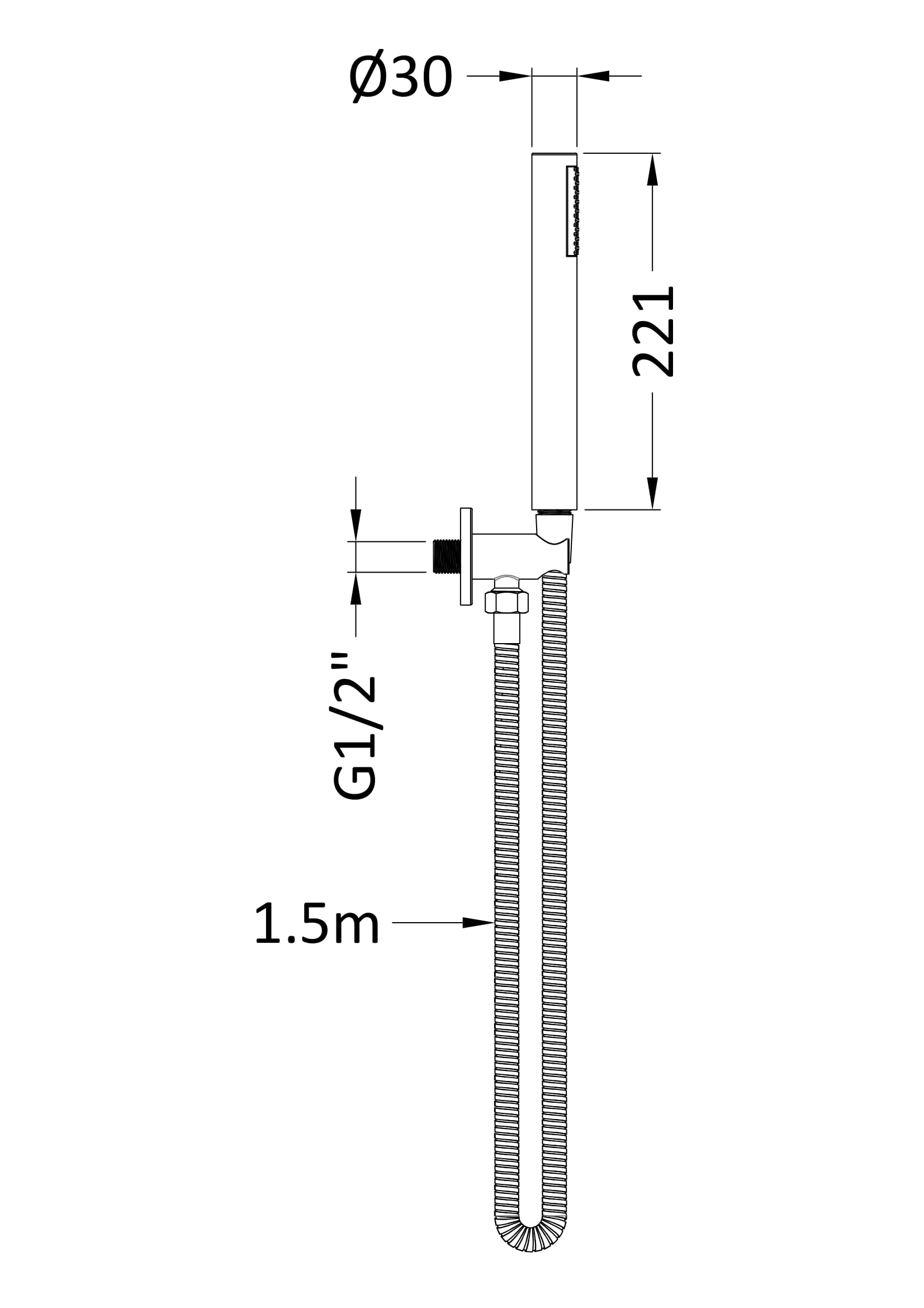 Hudson Reed Outlet Elbow, Parking Bracket, Flex and Handset A3263 - Image 2