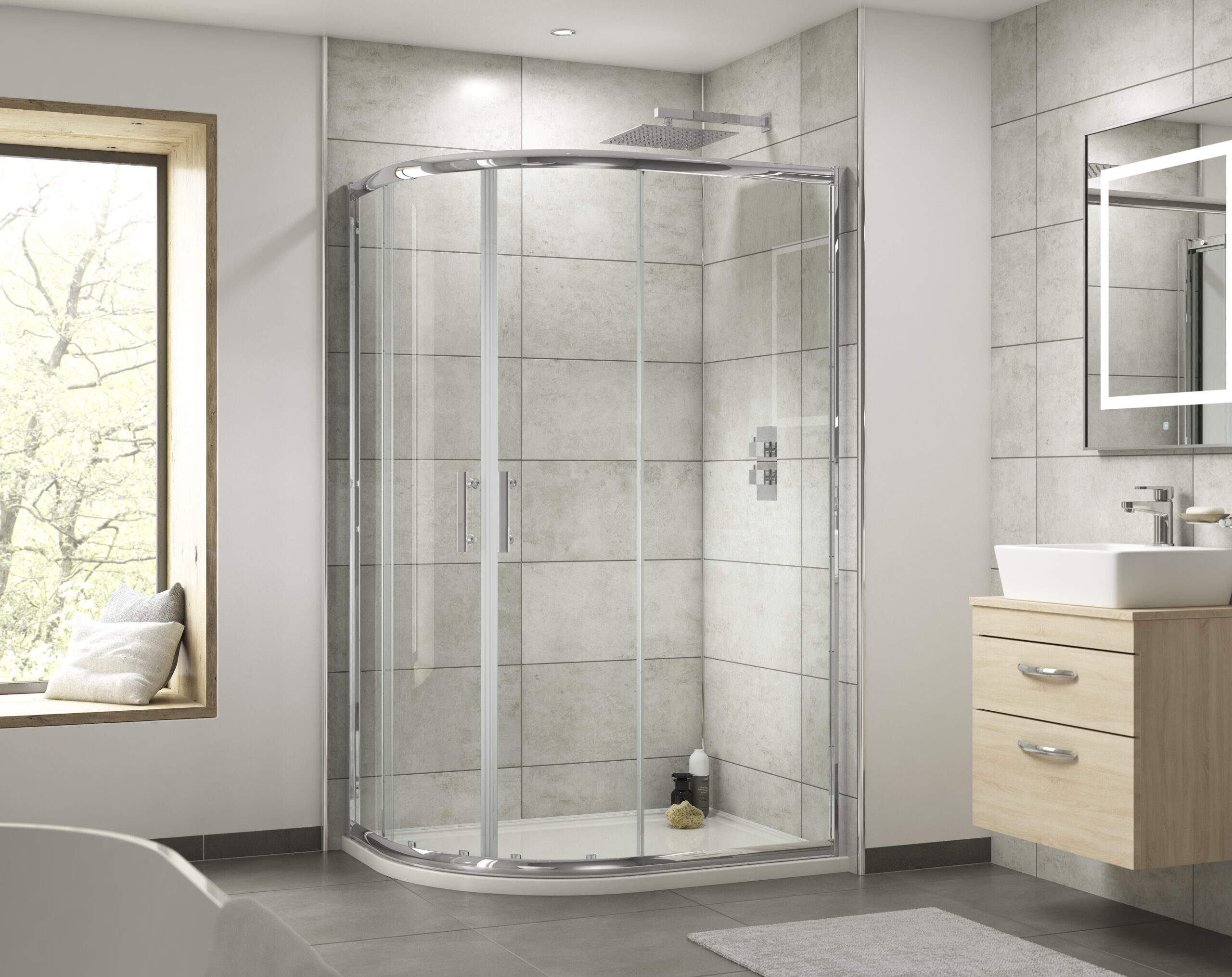 Hudson Reed Pacific 1000 x 900mm Offset Quadrant AQU109 - Image 2