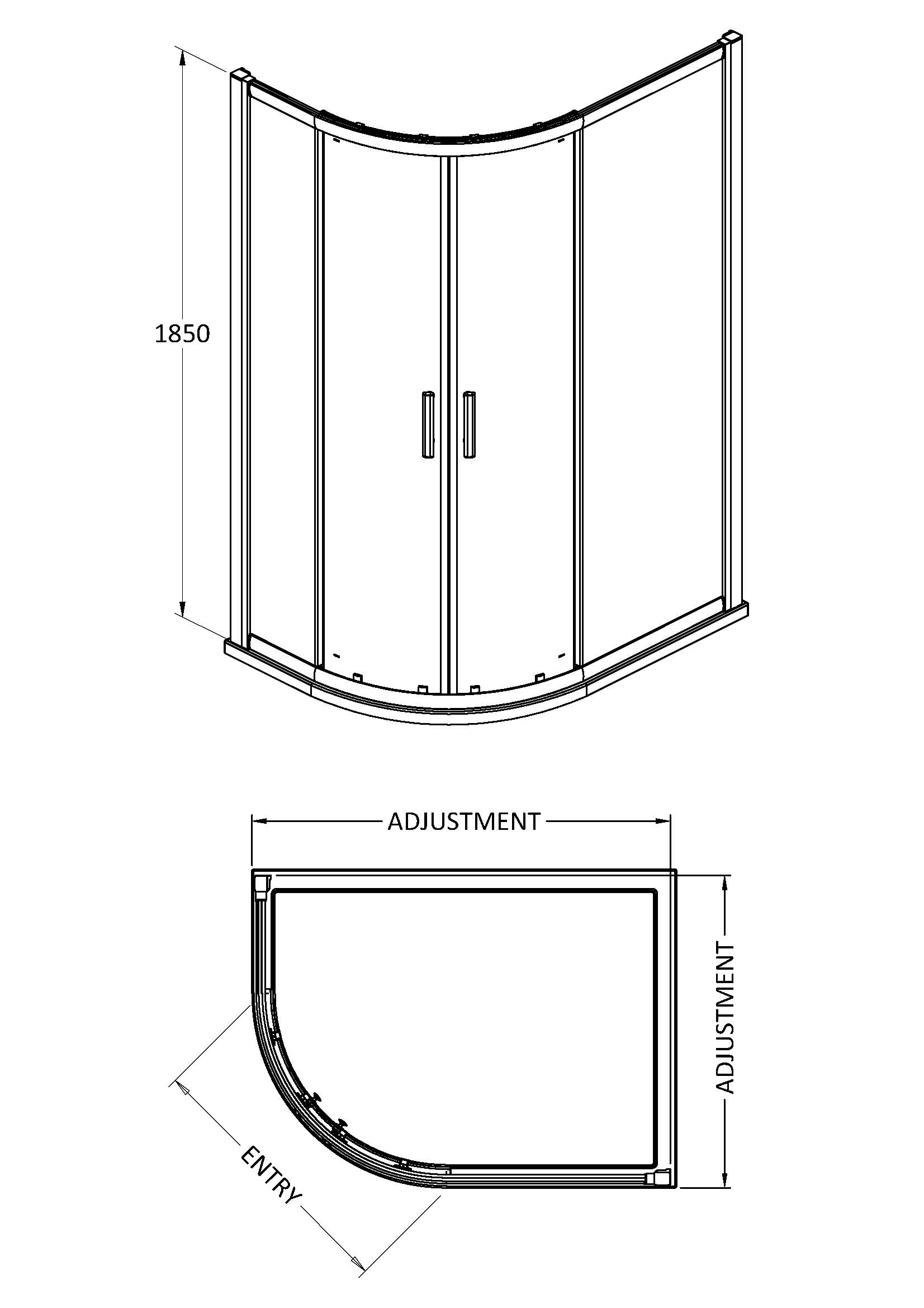 Hudson Reed Pacific 1200 x 900mm Offset Quadrant AQU129 - Image 4
