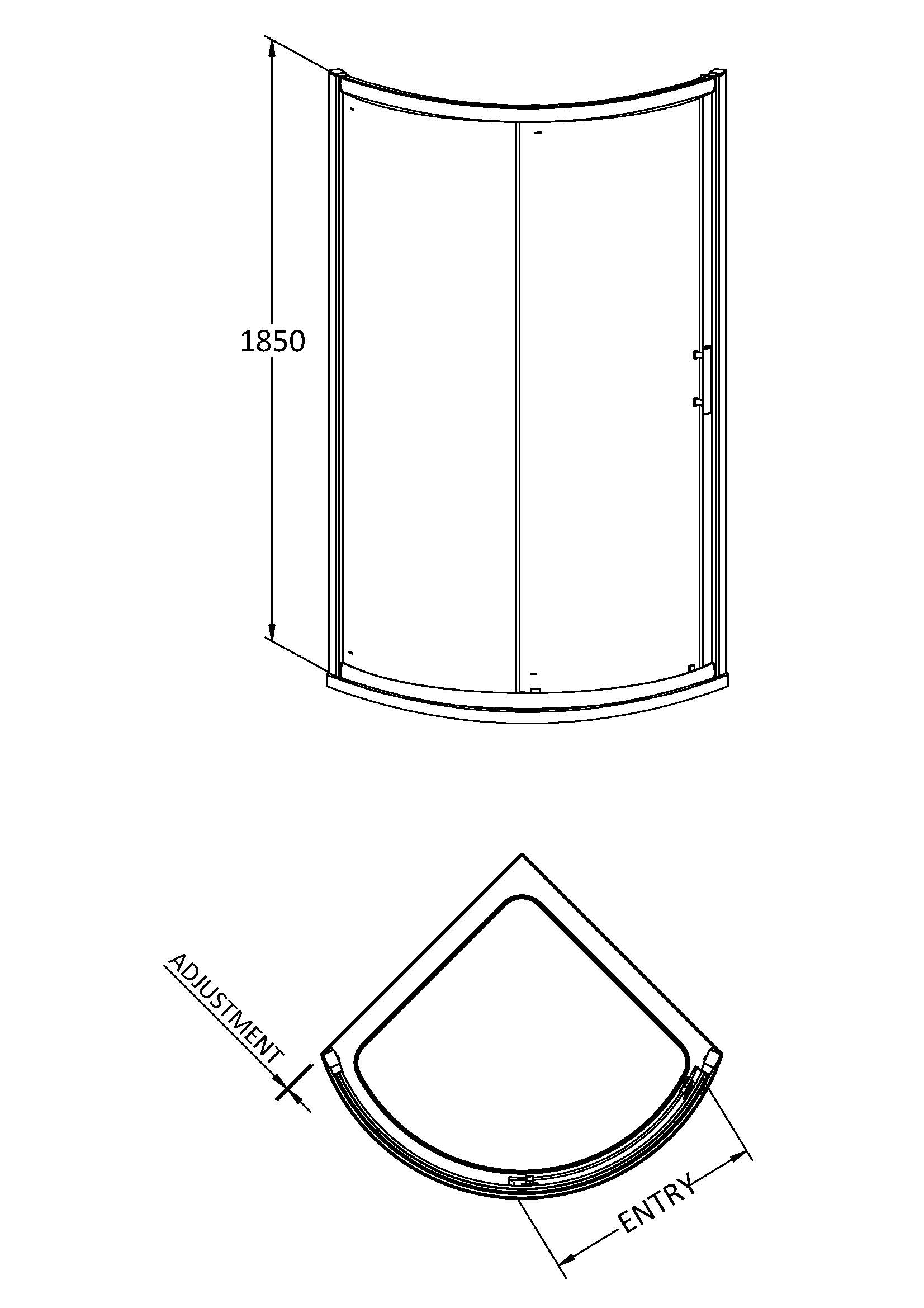 Hudson Reed Pacific 860mm Single Entry Quadrant AQSE1 - Image 4