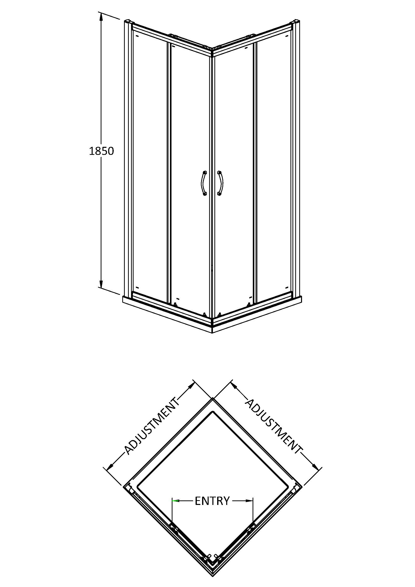 Hudson Reed Pacific 900mm Corner Entry AFCE9090 - Image 4