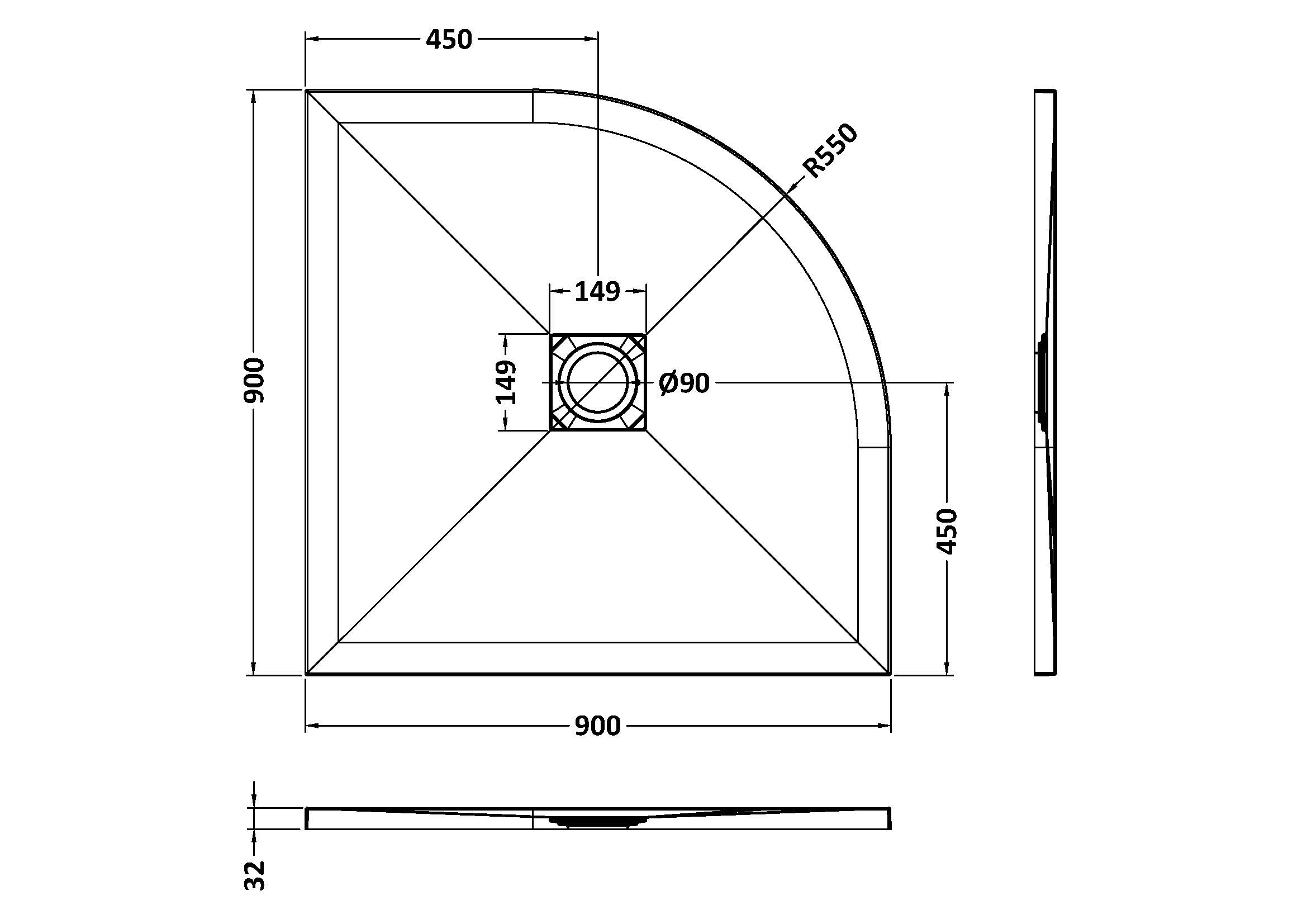 Hudson Reed Quad Shower Tray 900 x 900mm NLT61106 - Image 2