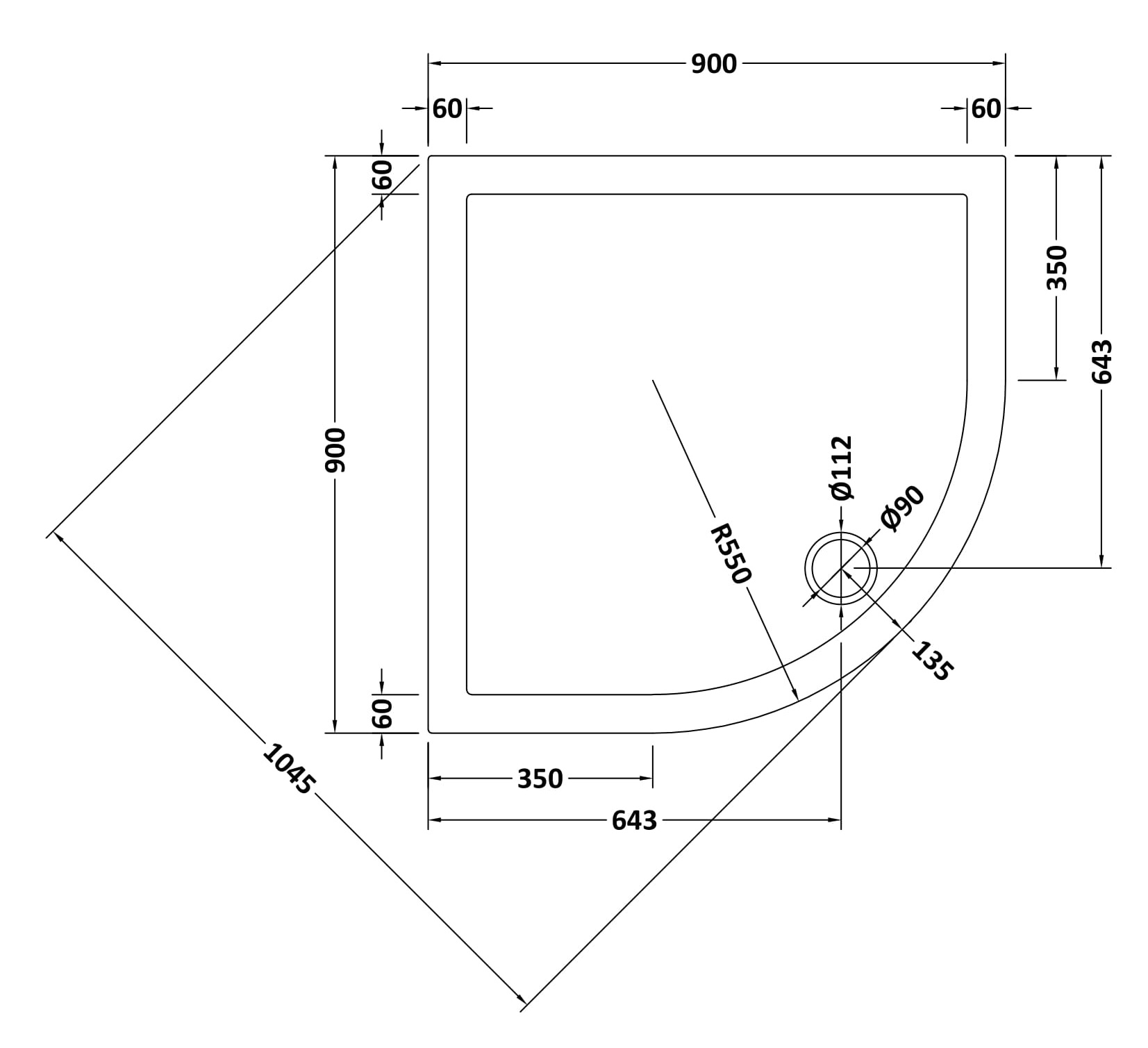 Hudson Reed Quad Shower Tray 900 x 900mm NTP106 - Image 2