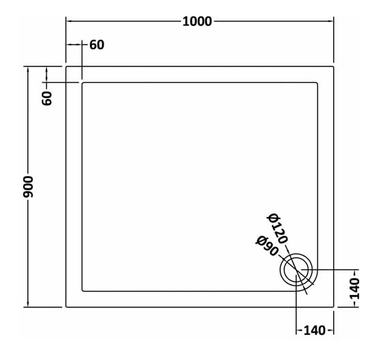 Hudson Reed Rectangular Shower Tray 1000 x 900mm TR71014 - Image 2