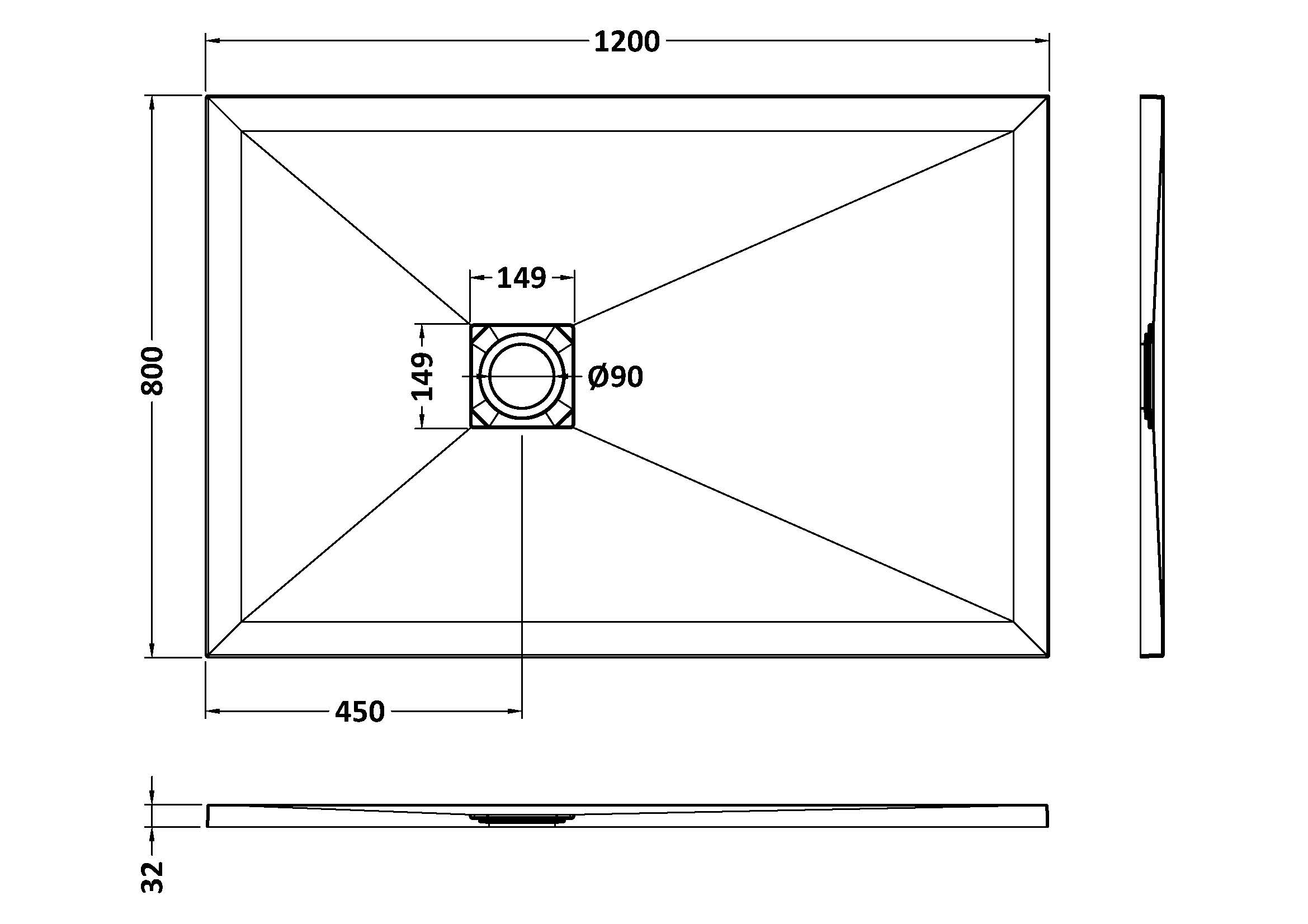 Hudson Reed Rectangular Shower Tray 1200 x 800mm NLT71023 - Image 2