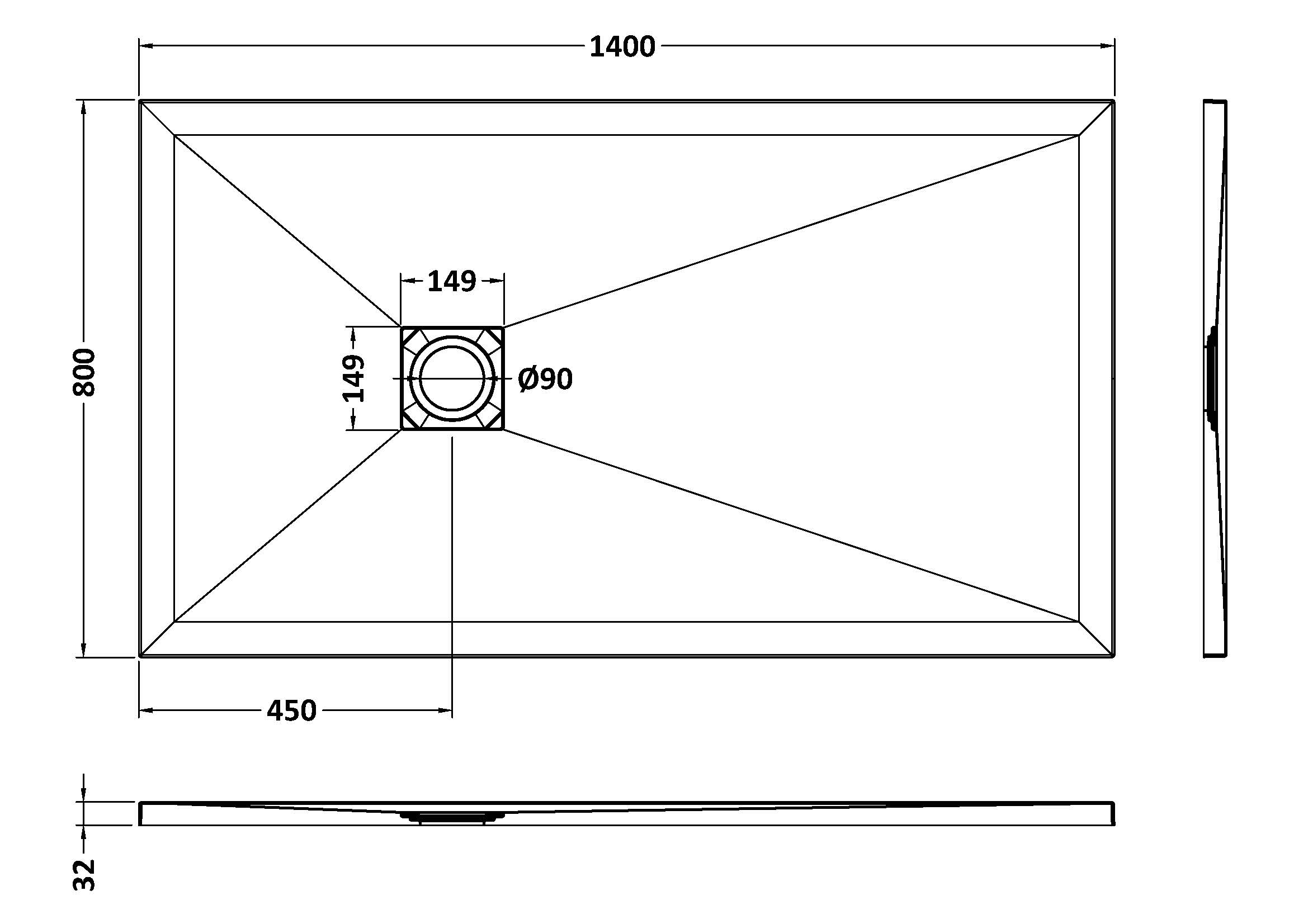 Hudson Reed Rectangular Shower Tray 1400 x 800mm NLT61033 - Image 2