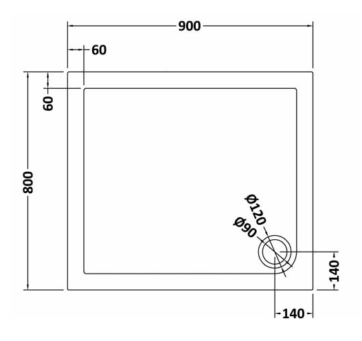 Hudson Reed Rectangular Shower Tray 900 x 800mm TR71009 - Image 2