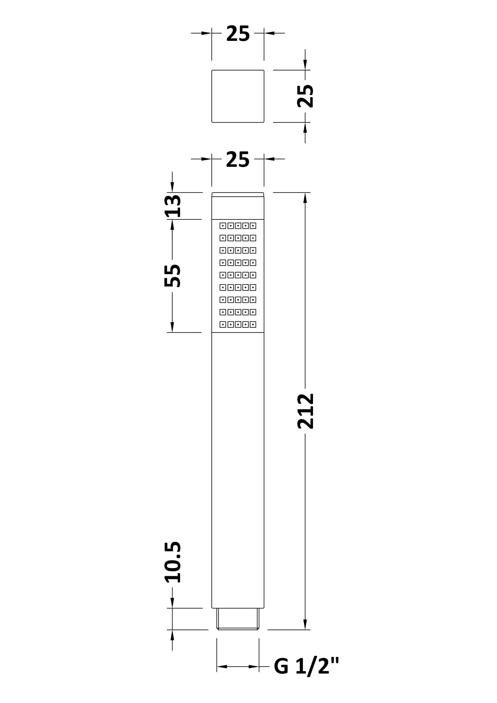 Hudson Reed Square Brass Handset PK329 - Image 2