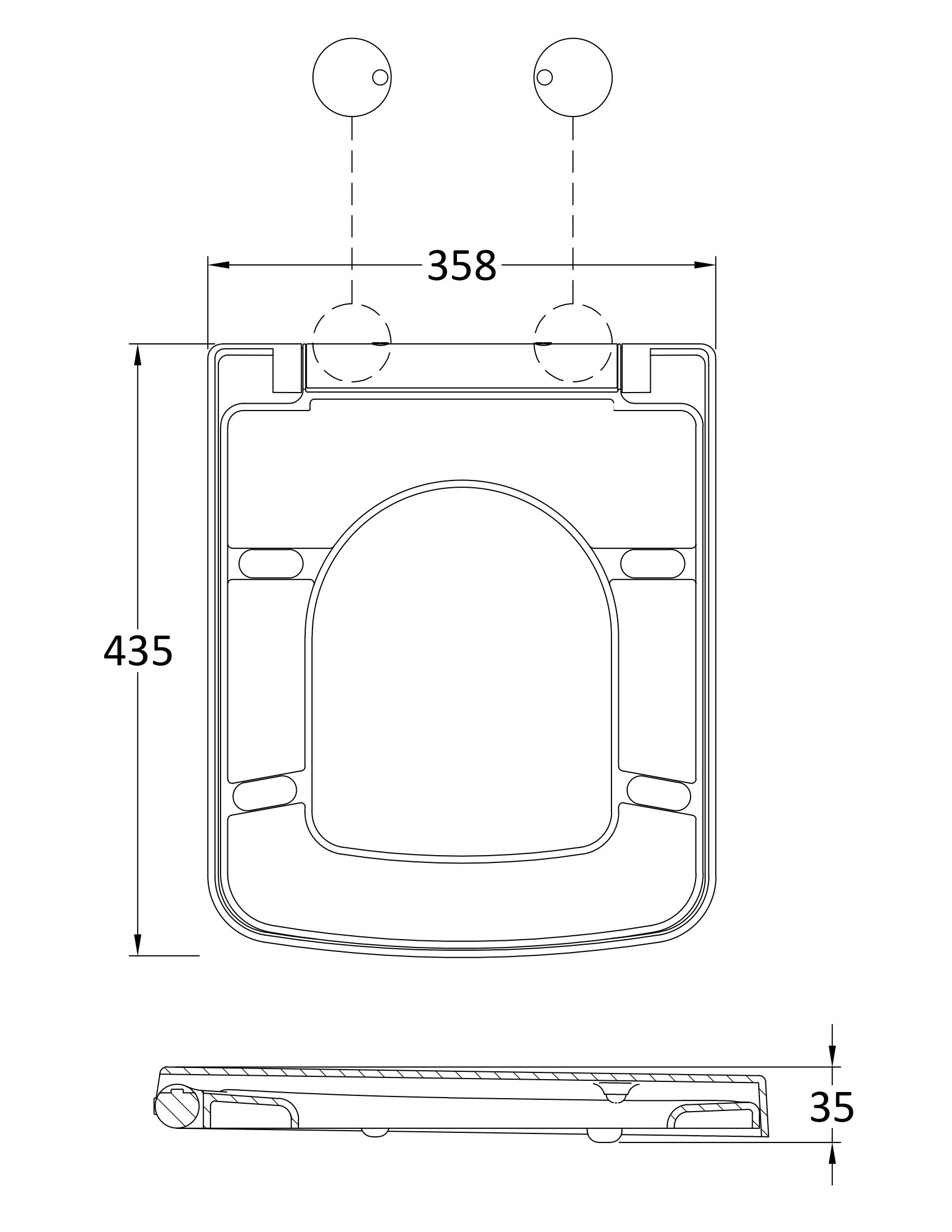 Hudson Reed Square Soft Close Seat NCH198W - Image 2