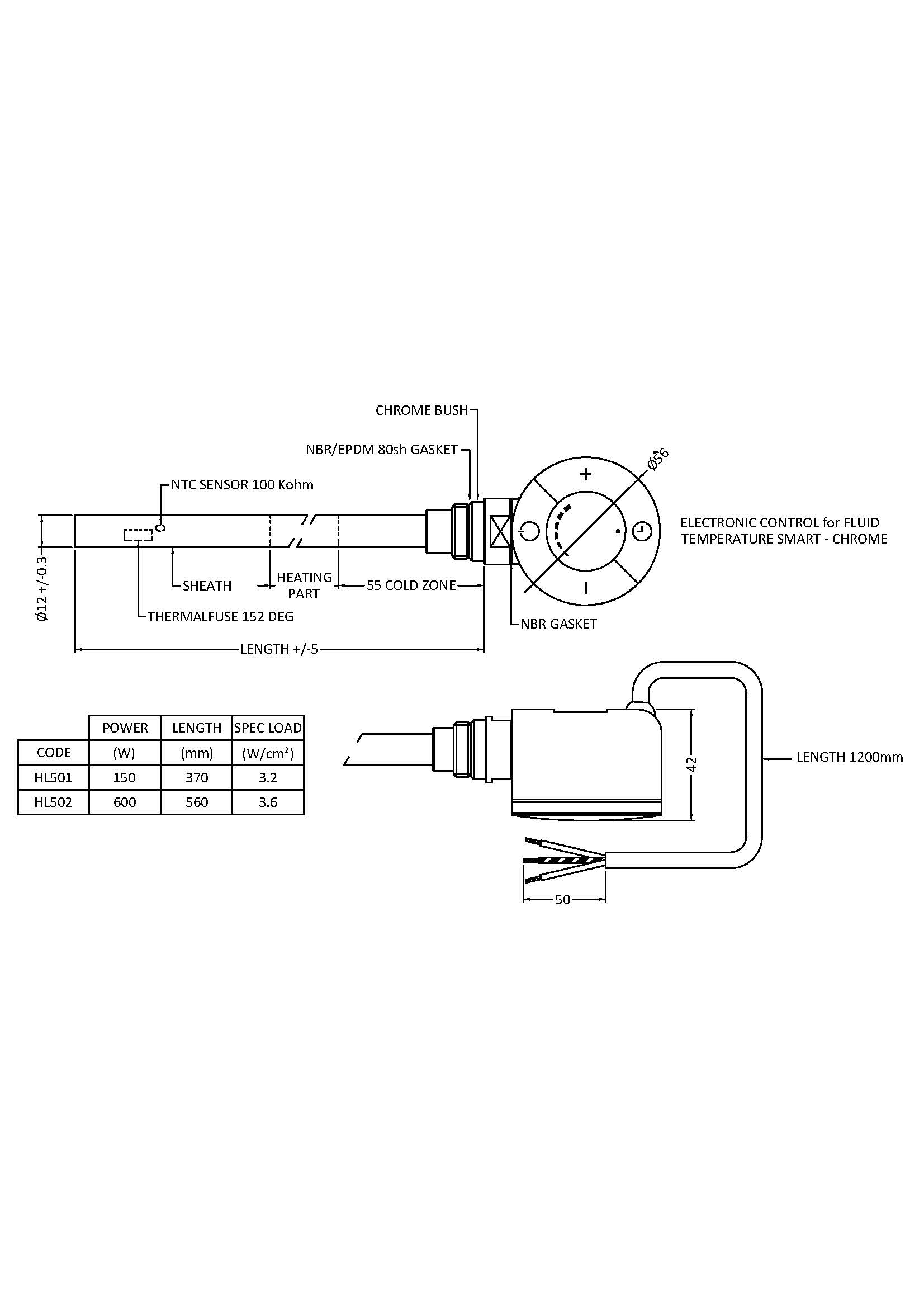 Hudson Reed Thermostatic Heating Element HL501 - Image 2