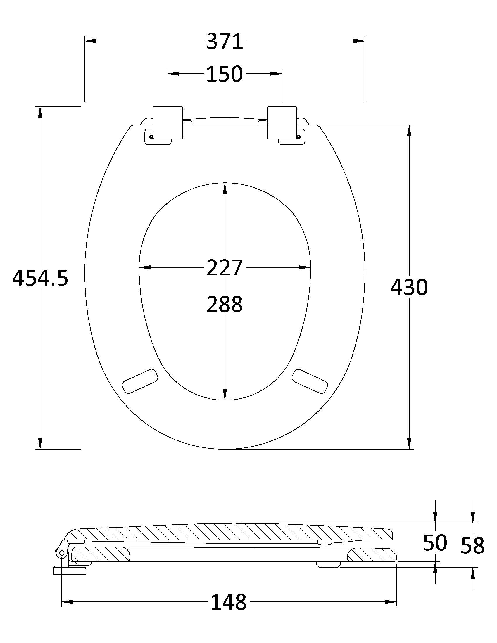 Hudson Reed Traditional Toilet Seat Chrome Hinges NTS302 - Image 2