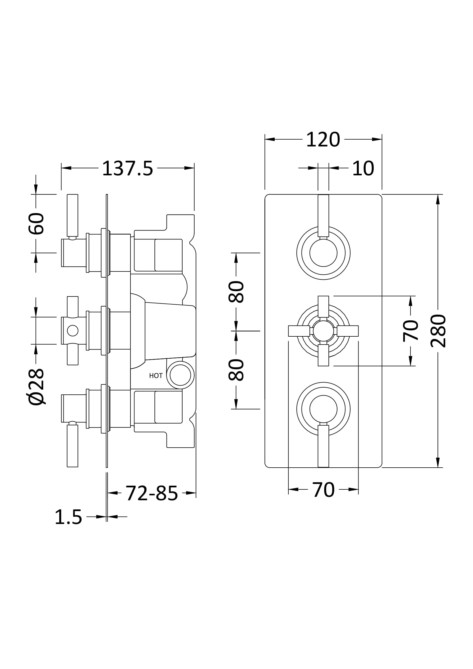 Hudson Reed Triple Thermostatic Shower Valve A3003 - Image 2
