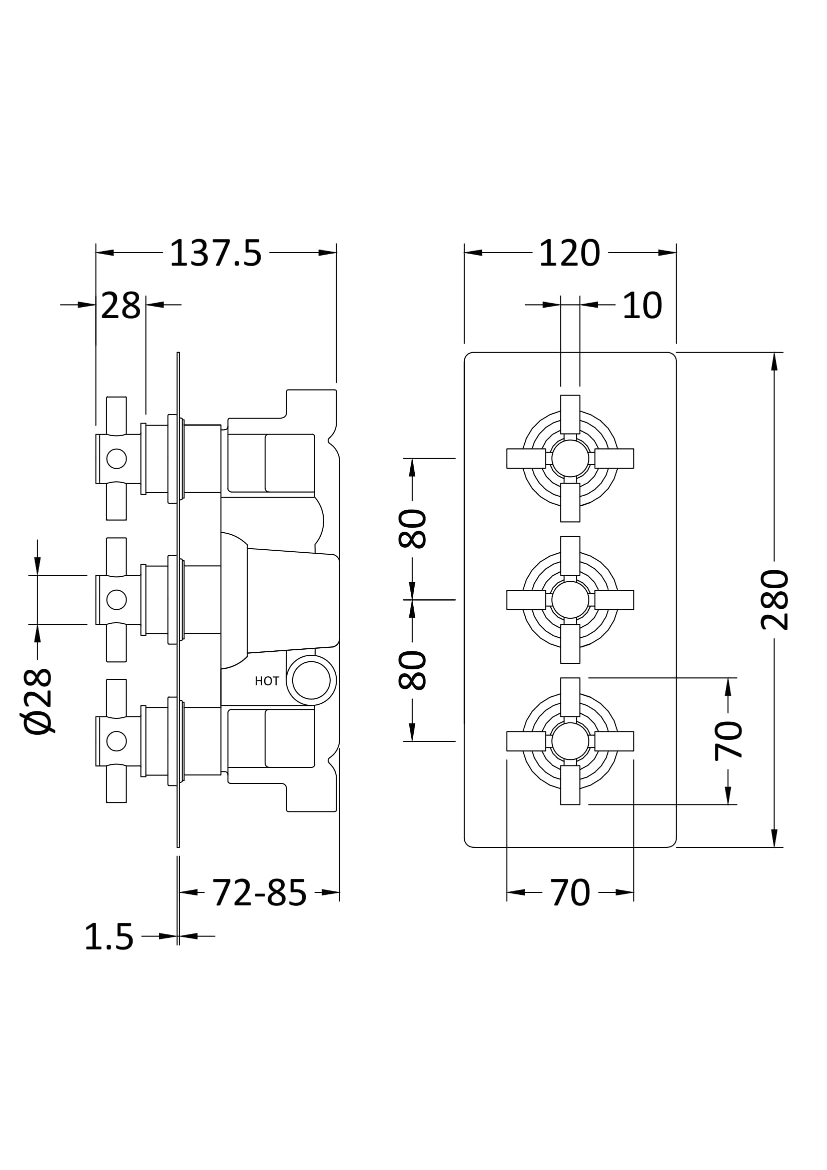Hudson Reed Triple Thermostatic Shower Valve KRI8211 - Image 2
