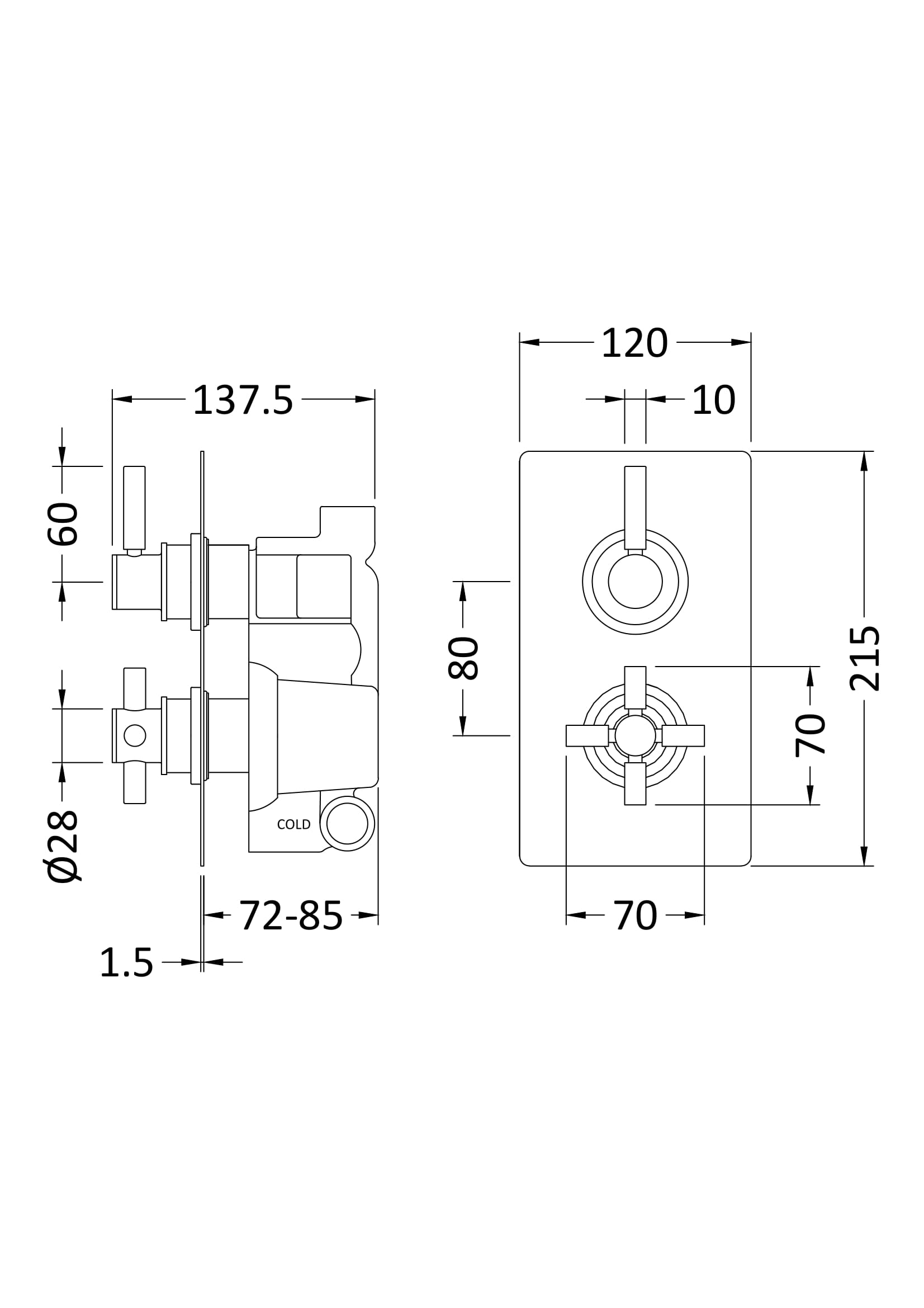 Hudson Reed Twin Thermostatic Shower Valve A4003V - Image 2