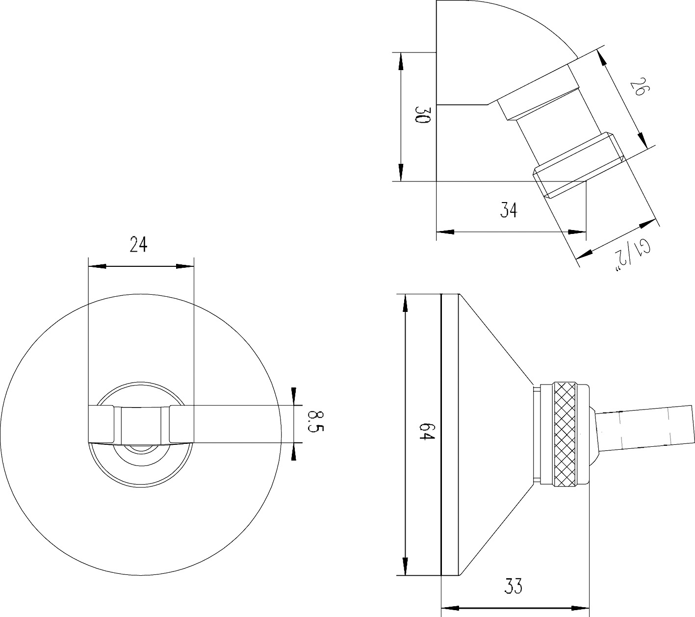 Hudson Reed Wall Bracket & Elbow A310A - Image 2