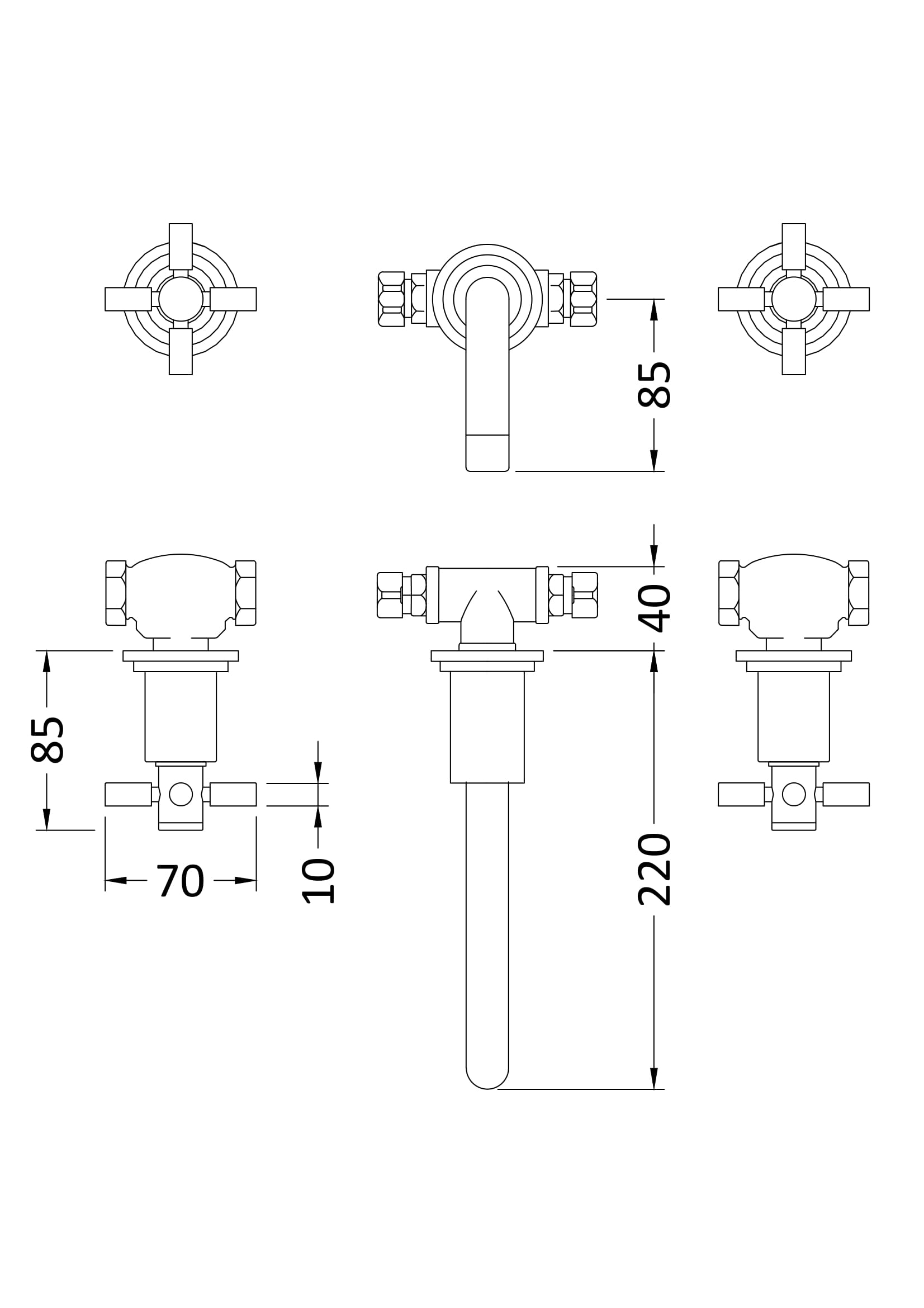 Hudson Reed Wall Mounted Basin Mixer TEX417 - Image 2
