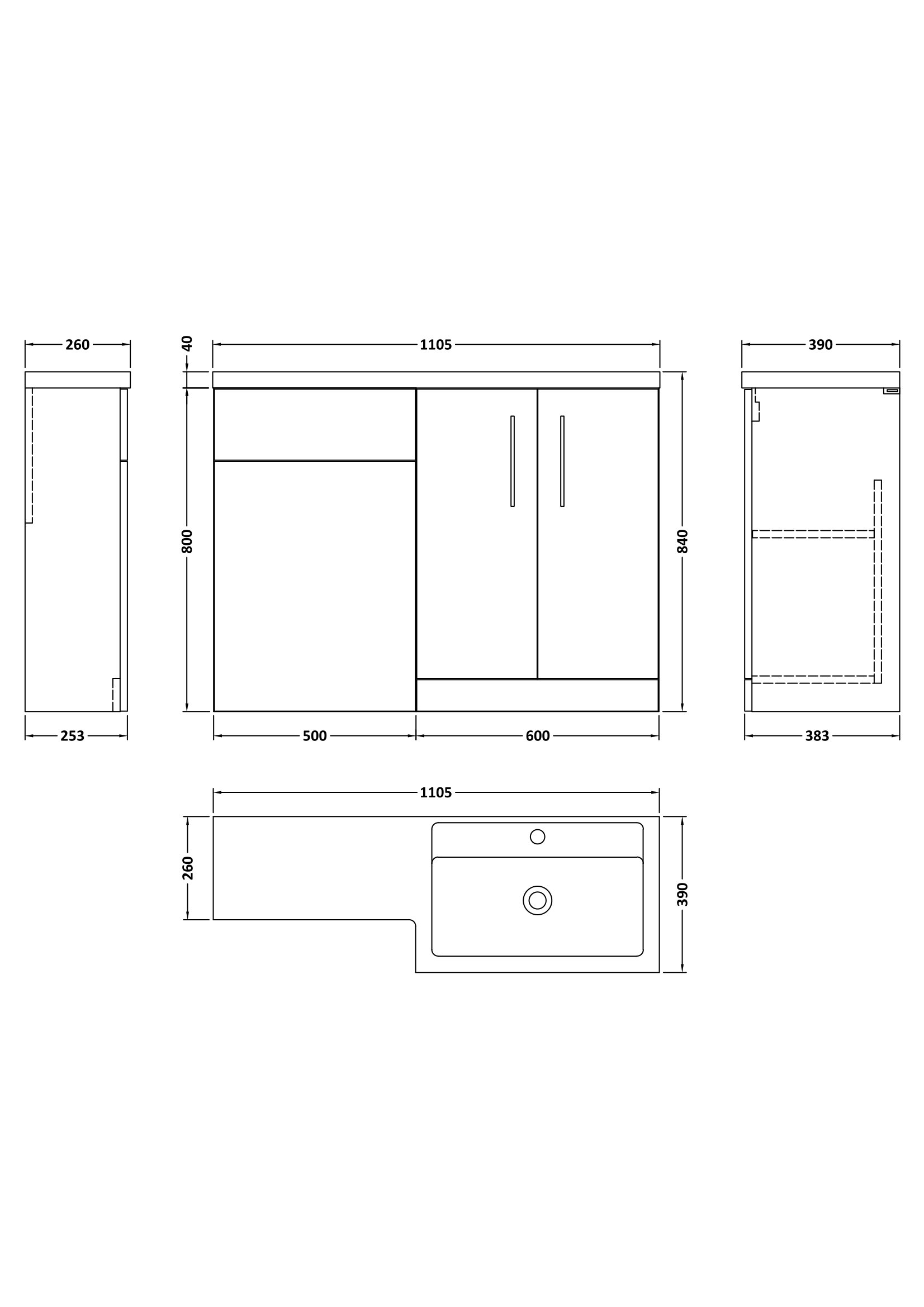 Nuie 1100mm Right Hand Combination ARN511R - Image 2