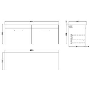 Nuie-1200-Wall-Hung-2-Drawer-Unit-Laminate-Worktop-ATH039LCM2-3