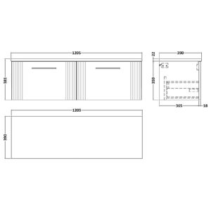 Nuie-1200-Wall-Hung-2-Drawer-Vanity-Laminate-Worktop-DPF894LSB2-3