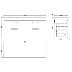 Nuie-1200-Wall-Hung-4-Drawer-Unit-Laminate-Worktop-ATH046LCM2-3