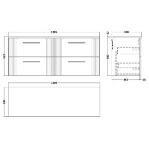 Nuie-1200-Wall-Hung-4-Drawer-Vanity-Laminate-Worktop-DPF293LSB2-3