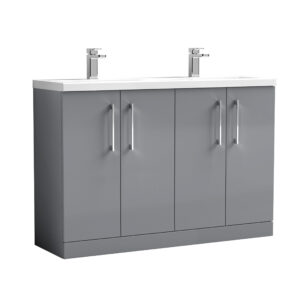 Nuie 1200mm Floor Standing 4 Door Vanity & Double Basin ARN2203F
