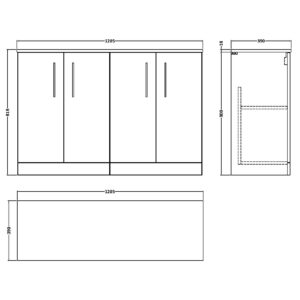Nuie-1200mm-Floor-Standing-4-Door-Vanity-Worktop-ARN2203W2-3