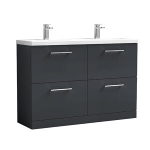 Nuie 1200mm Floor Standing 4 Drawer Vanity & Double Basin ARN1433F