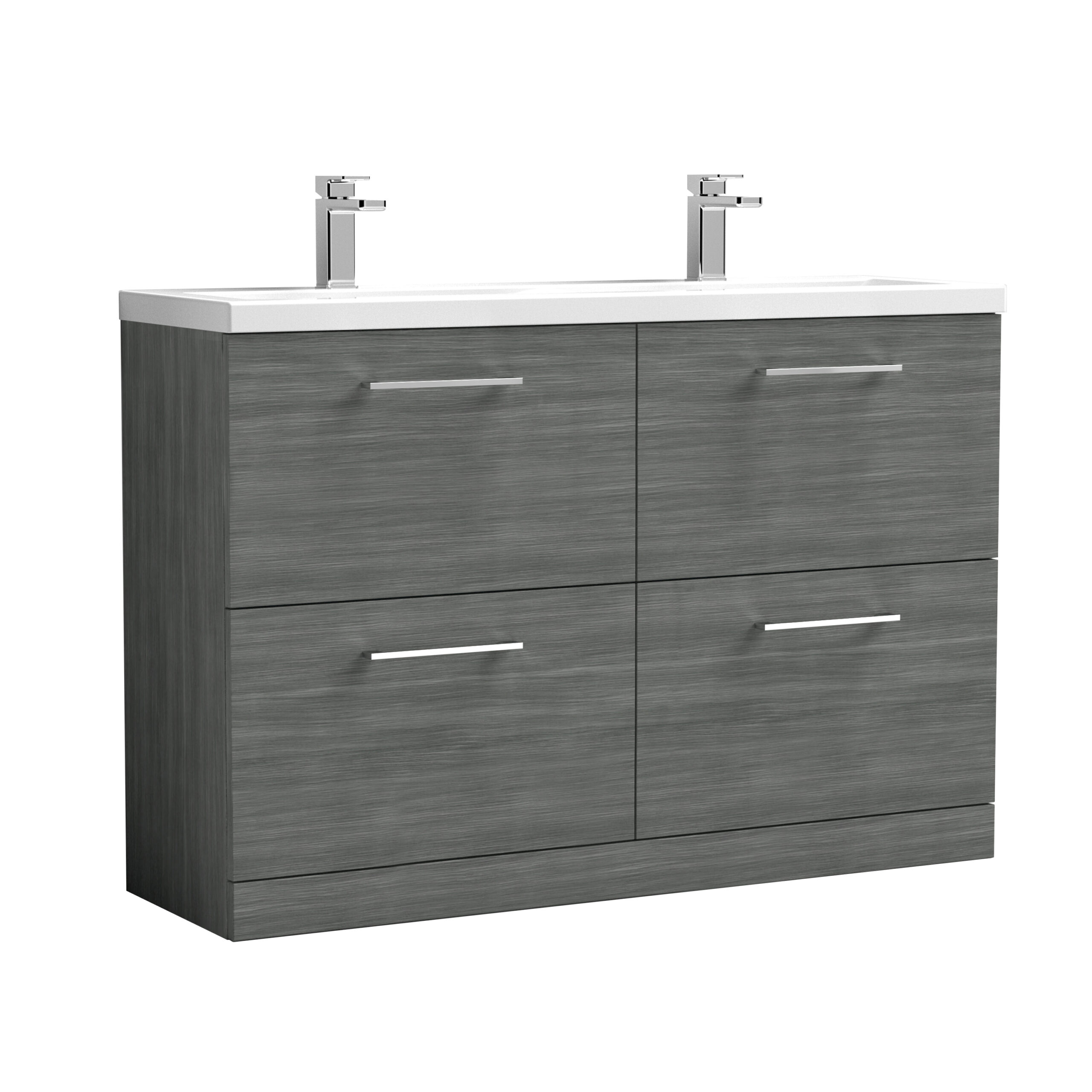Nuie 1200mm Floor Standing 4 Drawer Vanity & Double Basin ARN533F