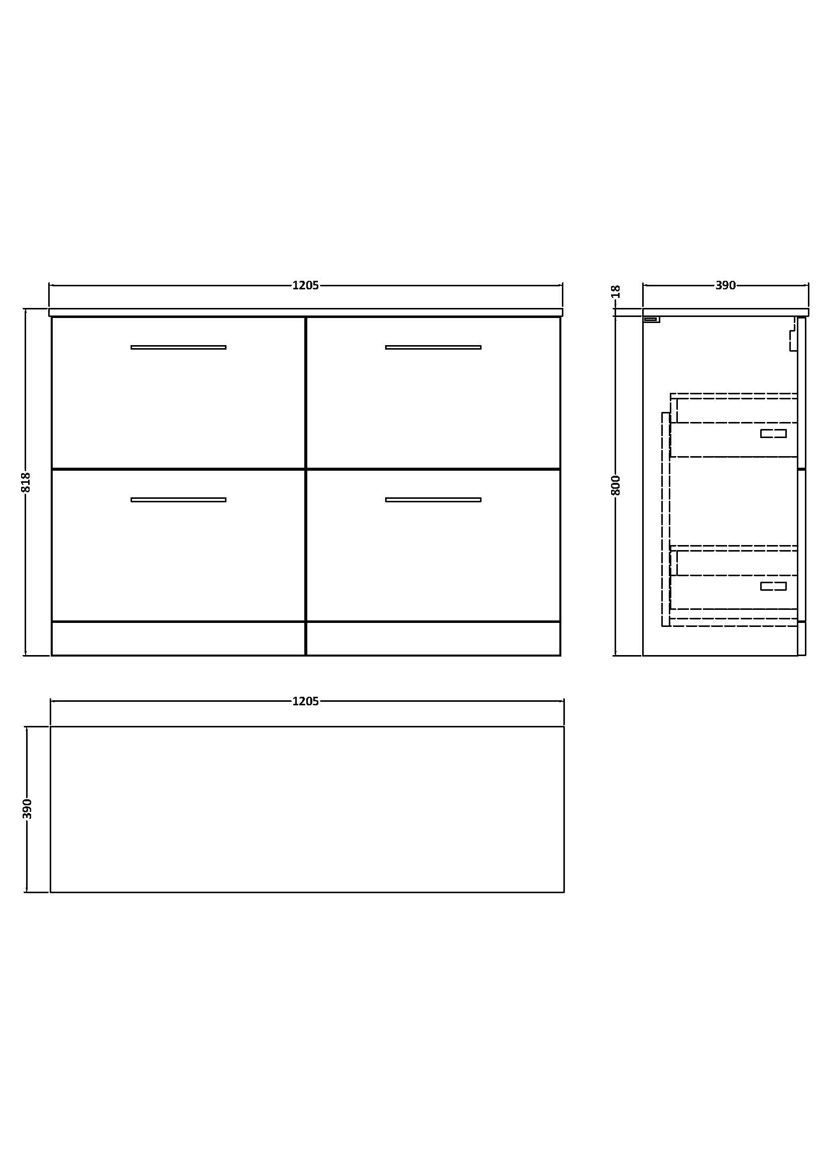 Nuie 1200mm Floor Standing 4 Drawer Vanity & Worktop ARN833W2 - Image 2