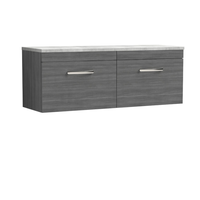 Nuie 1200mm Wall Hung 2-Drawer Unit & Laminate Worktop ATH039LBG2