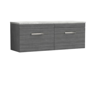 Nuie 1200mm Wall Hung 2-Drawer Unit & Laminate Worktop ATH039LBG2