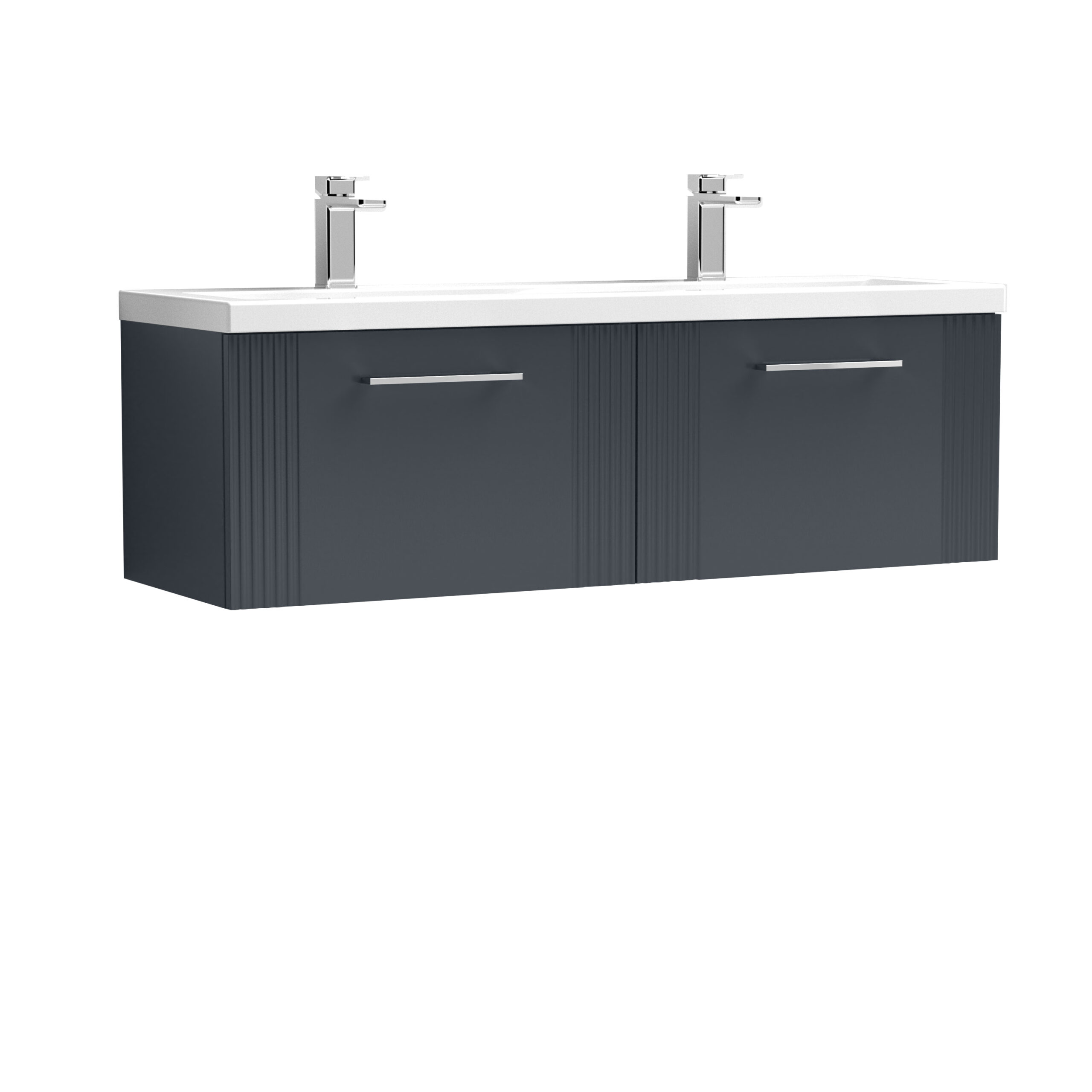 Nuie 1200mm Wall Hung 2 Drawer Vanity & Double Basin DPF1494F
