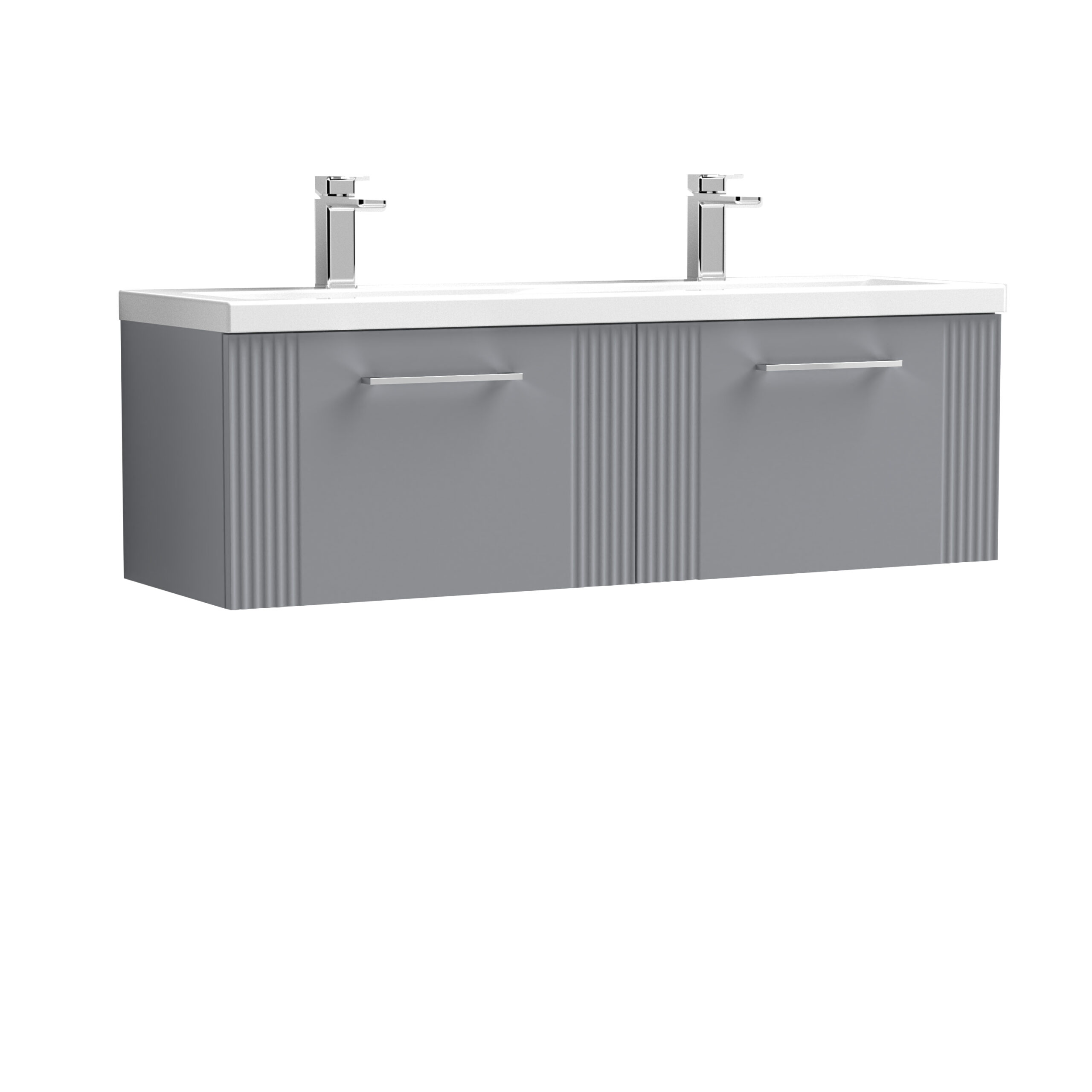 Nuie 1200mm Wall Hung 2 Drawer Vanity & Double Basin DPF294F