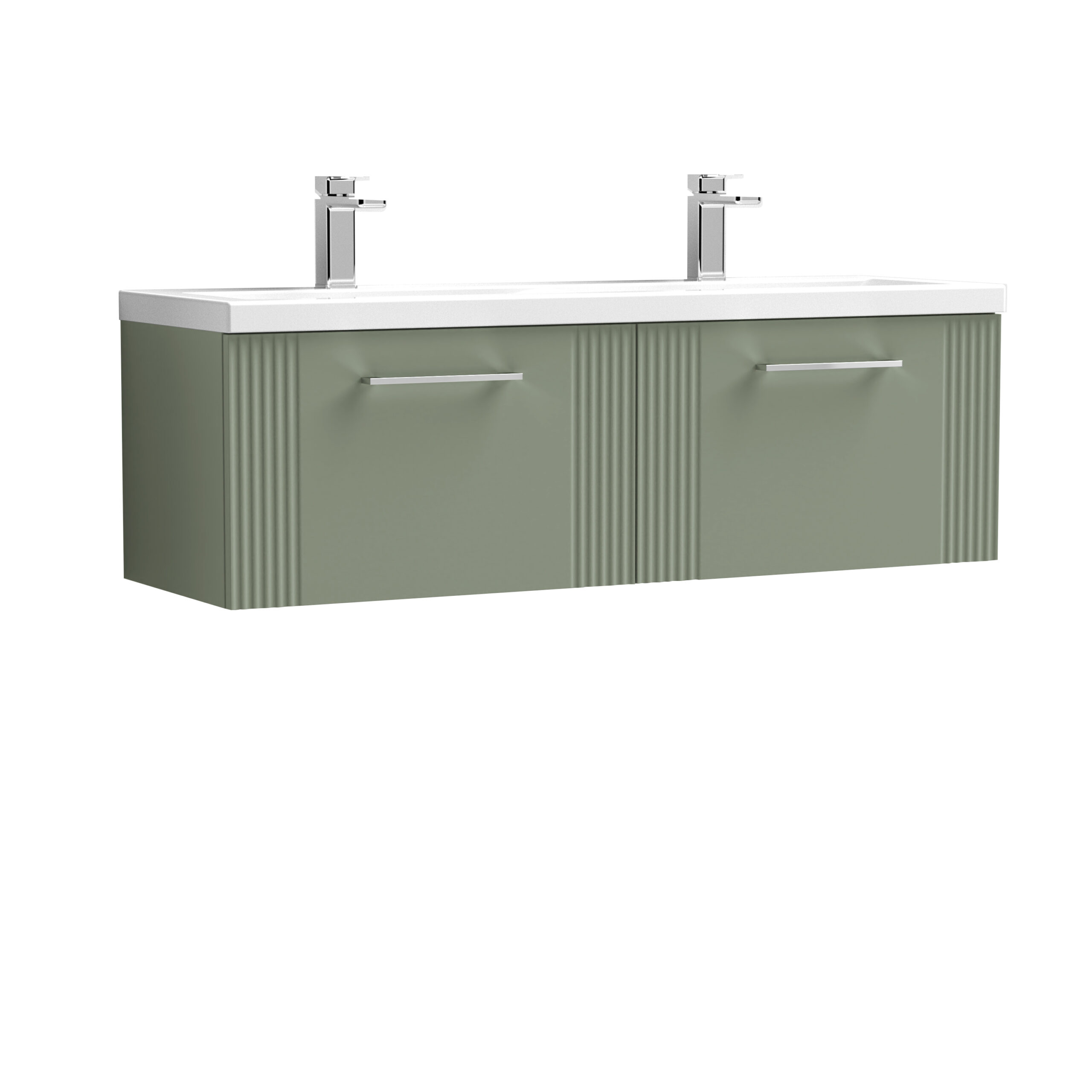Nuie 1200mm Wall Hung 2 Drawer Vanity & Double Basin DPF894F