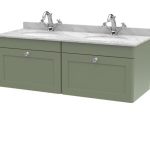 Nuie 1200mm Wall Hung 2 Drawer Vanity & Marble Top CLC894GR2