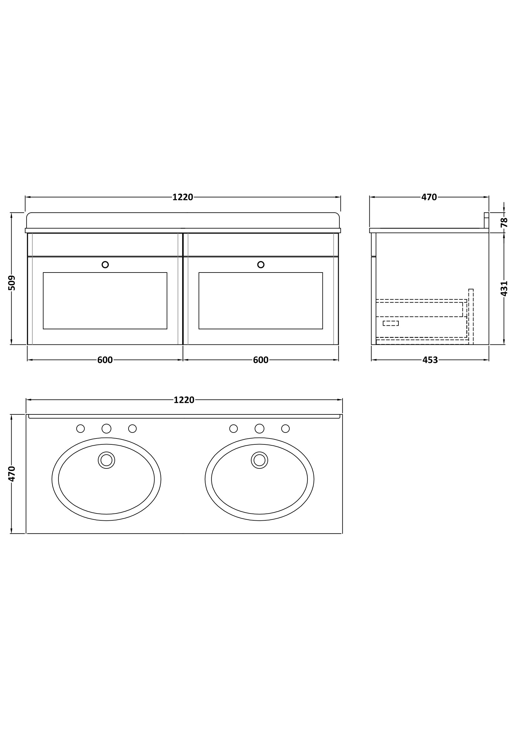 Nuie 1200mm Wall Hung 2 Drawer Vanity & Marble Top CLC894WR6 - Image 2
