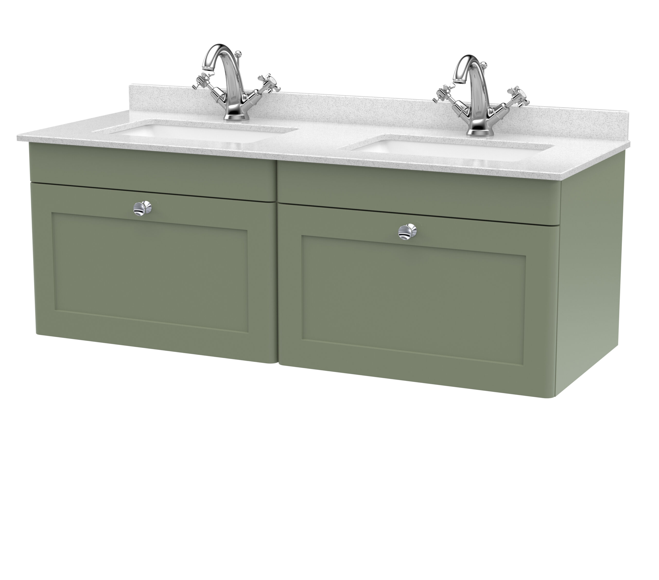 Nuie 1200mm Wall Hung 2 Drawer Vanity & Marble Top CLC894WS2