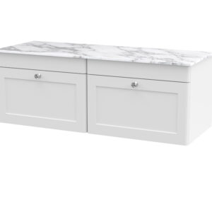 Nuie 1200mm Wall Hung 2-Drawer Vanity with Marble Top CLC194CMT2
