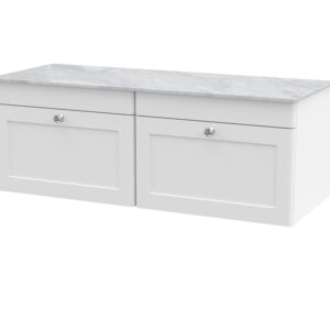 Nuie 1200mm Wall Hung 2-Drawer Vanity with Marble Top CLC194GMT2