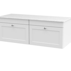 Nuie 1200mm Wall Hung 2-Drawer Vanity with Marble Top CLC194WMT2
