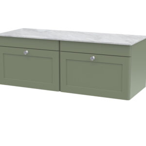 Nuie 1200mm Wall Hung 2-Drawer Vanity with Marble Top CLC894GMT2