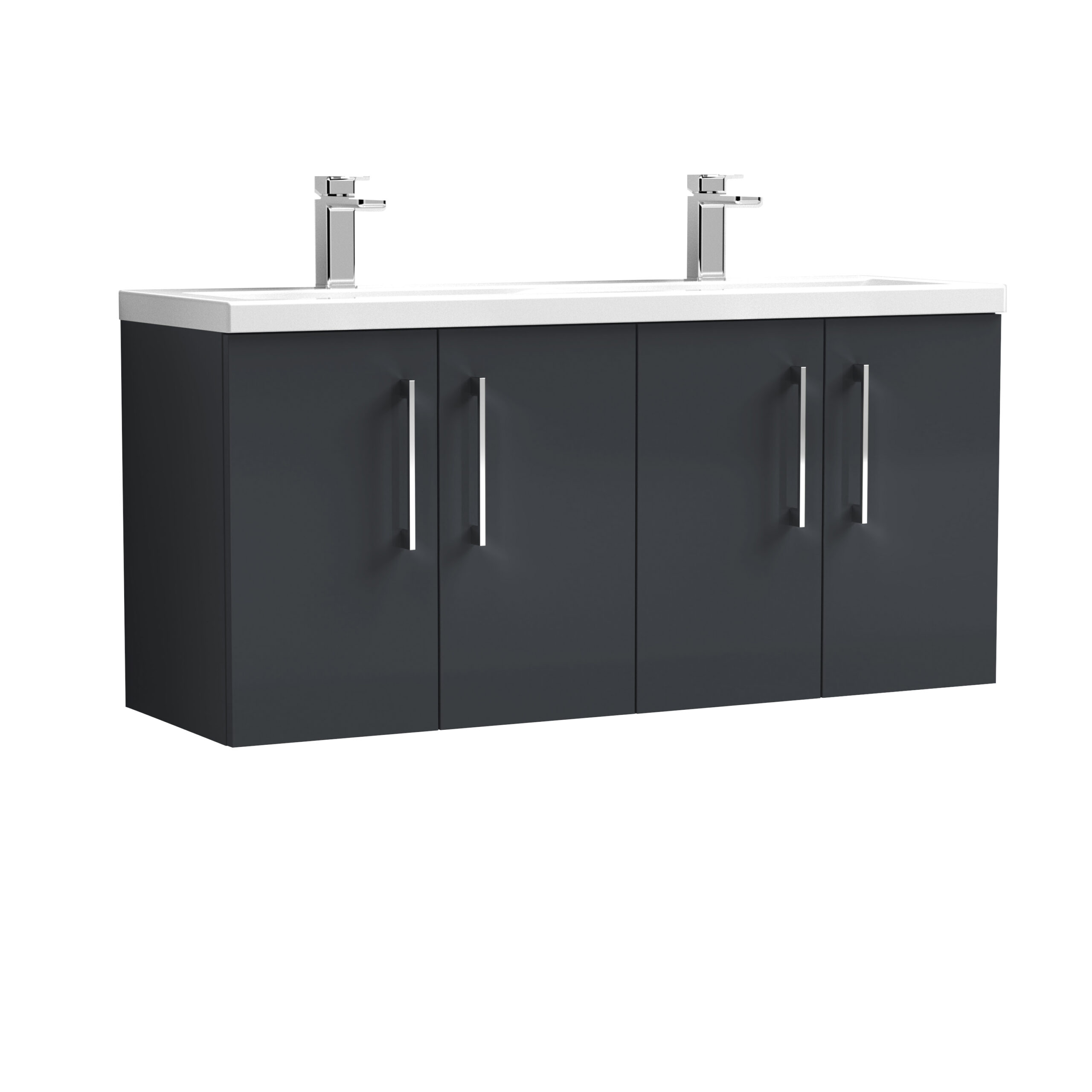 Nuie 1200mm Wall Hung 4 Door Vanity & Double Basin ARN1423F