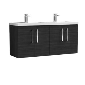 Nuie 1200mm Wall Hung 4 Door Vanity & Double Basin ARN623C