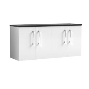 Nuie 1200mm Wall Hung 4-Door Vanity & Laminate Worktop ARN123LSB2