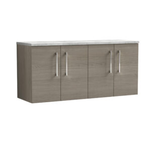 Nuie 1200mm Wall Hung 4-Door Vanity & Laminate Worktop ARN2523LBG2