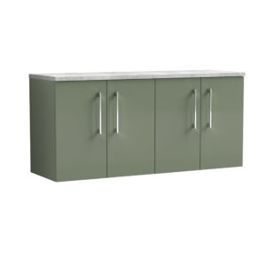 Nuie 1200mm Wall Hung 4-Door Vanity & Laminate Worktop ARN823LBG2